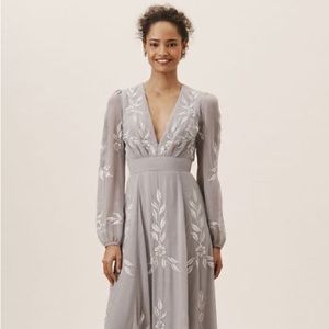 BHLDN (Anthropologie) UNWORN Belize Dress in Silver. Size 12, unaltered.